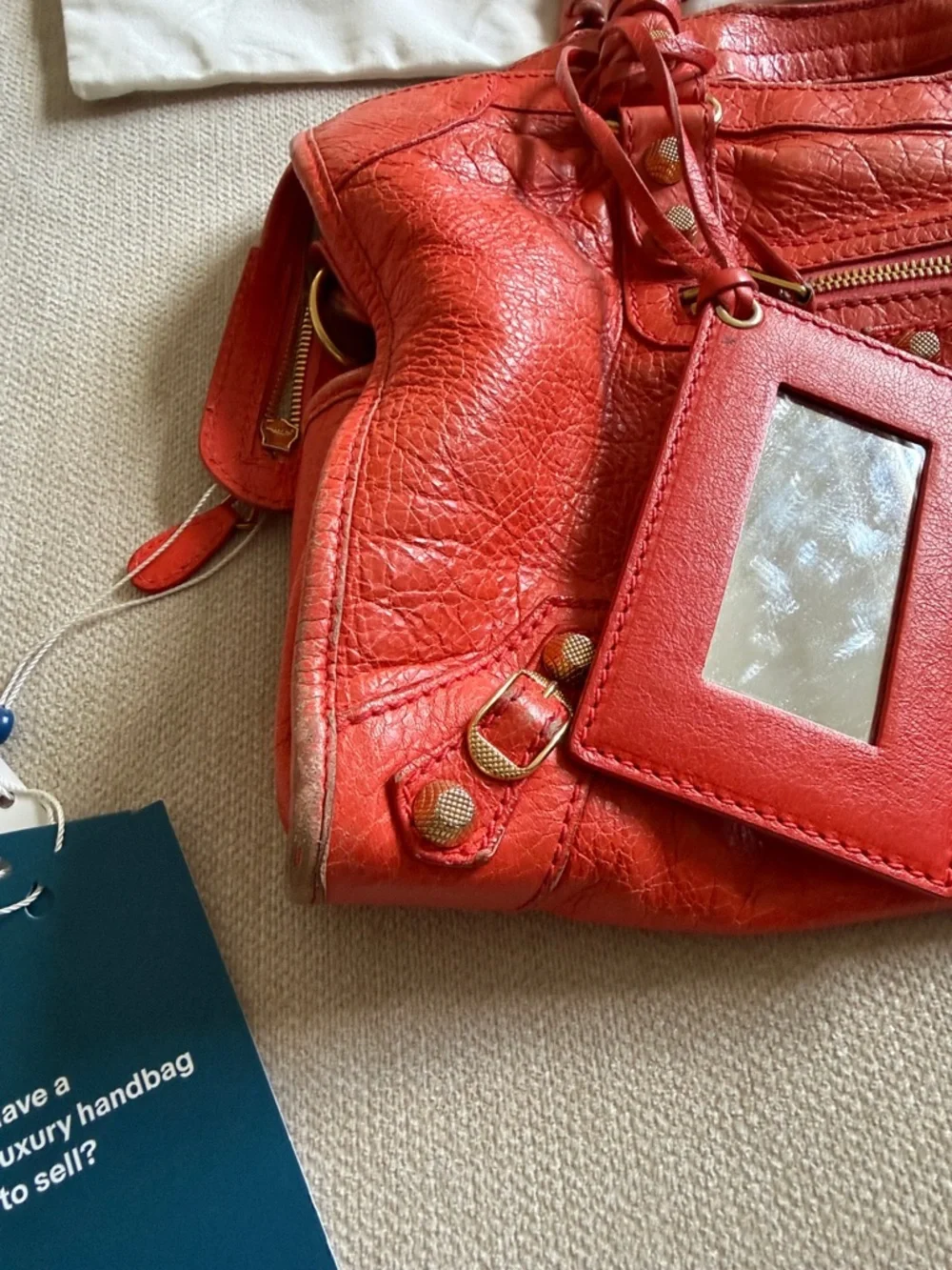 Balenciaga Rose Corail Lambskin Leather Giant 12 Gold Motorcycle City Bag - Picture 7 of 17